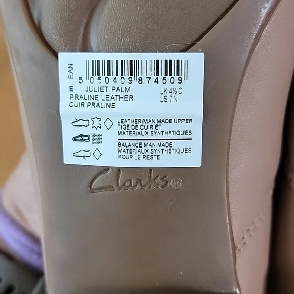 Women's Clarks Juliet Palm Praline Leather Pumps, Cream, Size 7N, New W/O Box - Picture 8 of 9